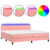 vidaXL Cama box spring colch&oacute;n y LED terciopelo rosa 200x200 cm