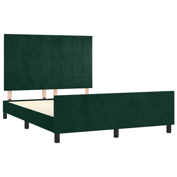 vidaXL Estructura cama sin colch&oacute;n terciopelo verde oscuro 140x200 cm