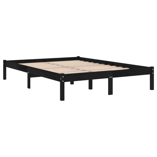 vidaXL Estructura de cama sin colch&oacute;n madera maciza negro 200x200 cm