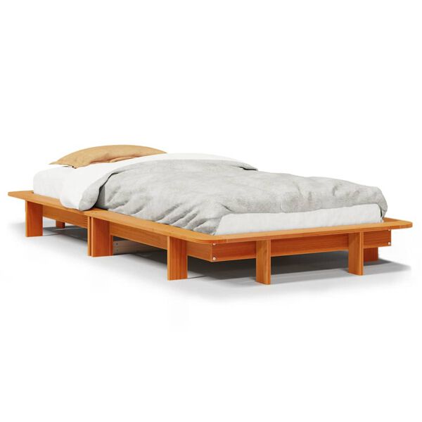 vidaXL Estructura de cama sin colch&oacute;n madera maciza marr&oacute;n 75x190 cm