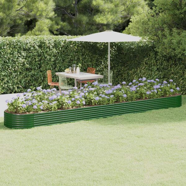 vidaXL Jardinera arriate acero galvanizado verde 544x100x36 cm