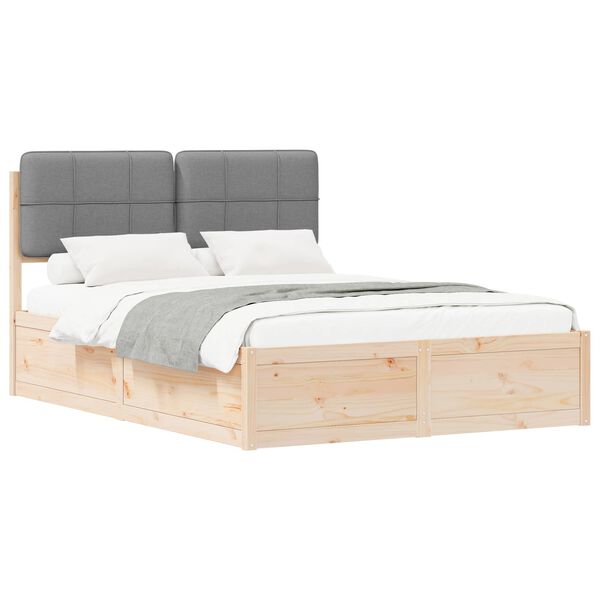 vidaXL Estructura de Cama con Cabecera Tapizada Gris Claro