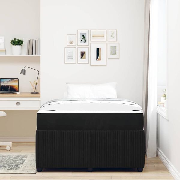 vidaXL Estructura de cama con colch&oacute;n Negro 120 x 200 cm Terciopelo