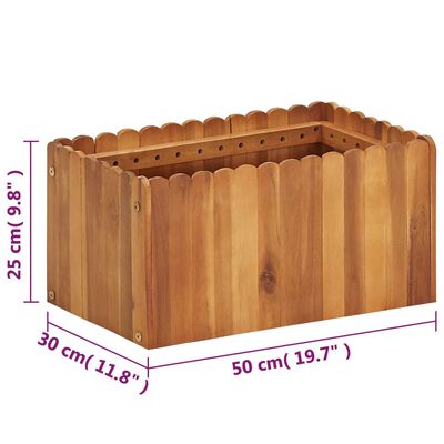 vidaXL Arriate de madera maciza de acacia 50x30x25 cm