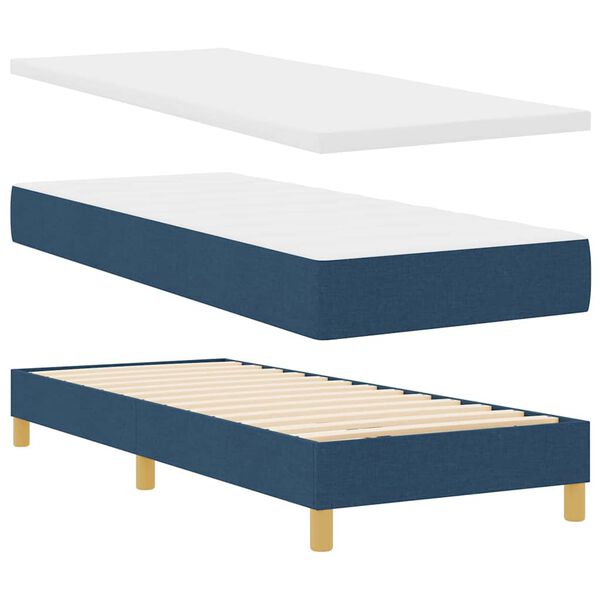 vidaXL Cama con Somier con colch&oacute;n con cabecera Azul 80 x 200 cm tela
