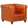 vidaXL Sill&oacute;n Chesterfield de cuero aut&eacute;ntico marr&oacute;n canela