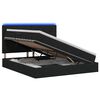 vidaXL Cama de almacenamiento LED con colch&oacute;n Negro 140 x 190 cm Tela