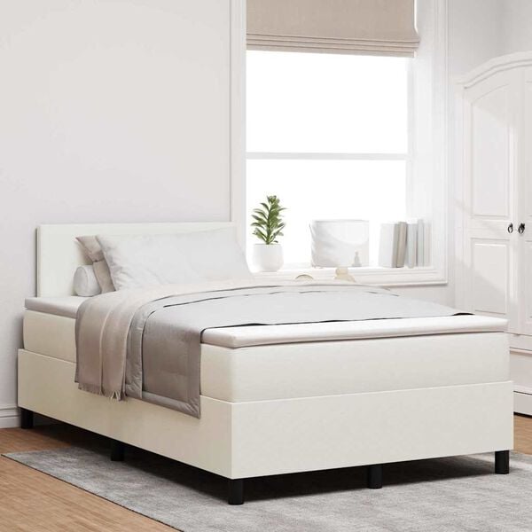 vidaXL Cama tipo Box Spring Manual Crema y Blanco 193 x 120 x 88 cm