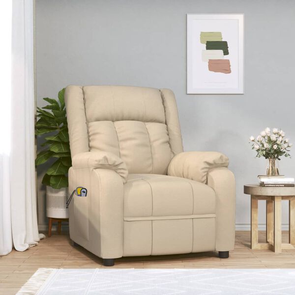 vidaXL Sillón de masaje eléctrico tela color crema