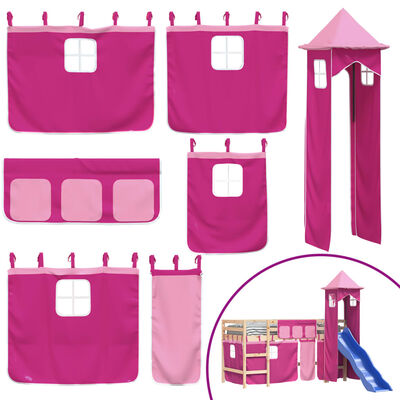 vidaXL Cama alta para niños con torre madera pino rosa 80x200 cm