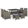 vidaXL Set de comedor de jard&iacute;n 9 pzas y cojines rat&aacute;n sint&eacute;tico gris