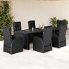 vidaXL Set de comedor de jard&iacute;n 7 pzas y cojines rat&aacute;n sint&eacute;tico negro