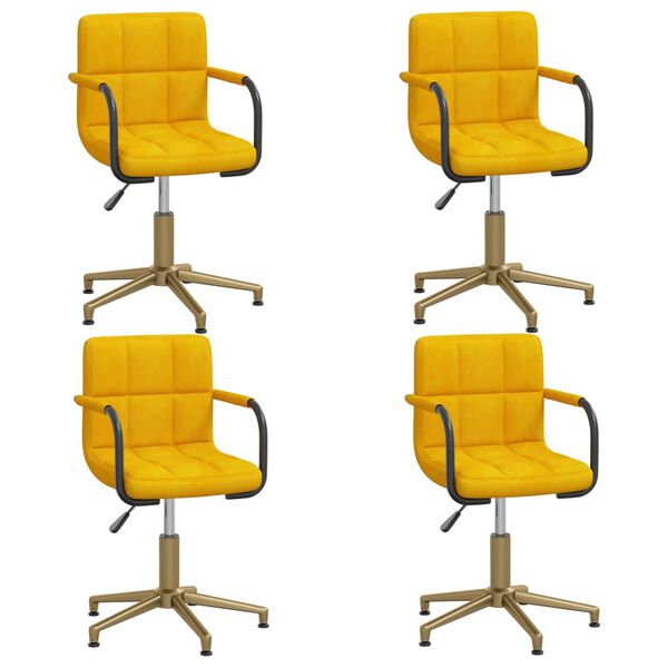 vidaXL Sillas de comedor giratorias 4 uds terciopelo amarillo mostaza
