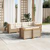 vidaXL Set sof&aacute;s de jard&iacute;n 7 piezas y cojines rat&aacute;n sint&eacute;tico beige