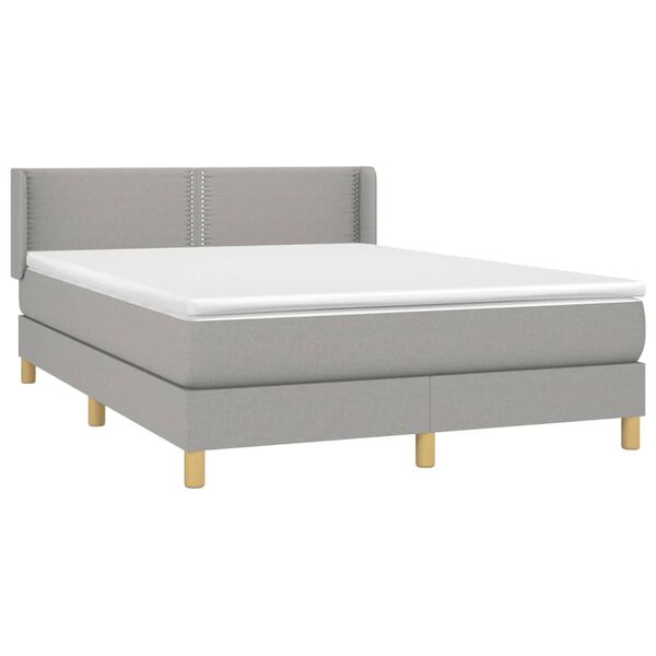 vidaXL Cama box spring con colch&oacute;n tela gris claro 140x190 cm