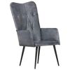 vidaXL Sillón orejero de cuero auténtico gris