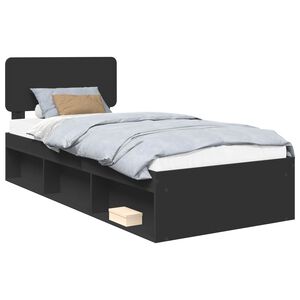 vidaXL Estructura de cama Negro 90 x 190 cm Madera de pino macizo