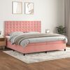 vidaXL Cama box spring con colch&oacute;n terciopelo rosa 200x200 cm