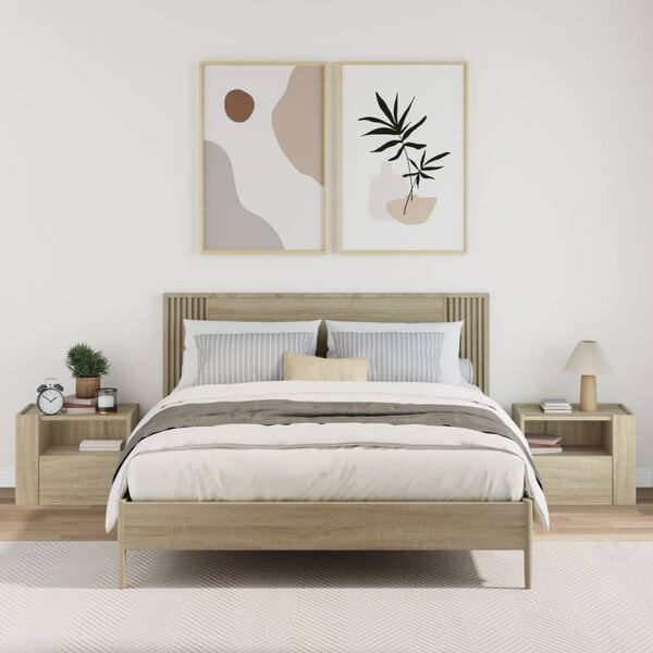 vidaXL Mesitas de noche de pared 2 unidades roble Sonoma 45x30x35 cm