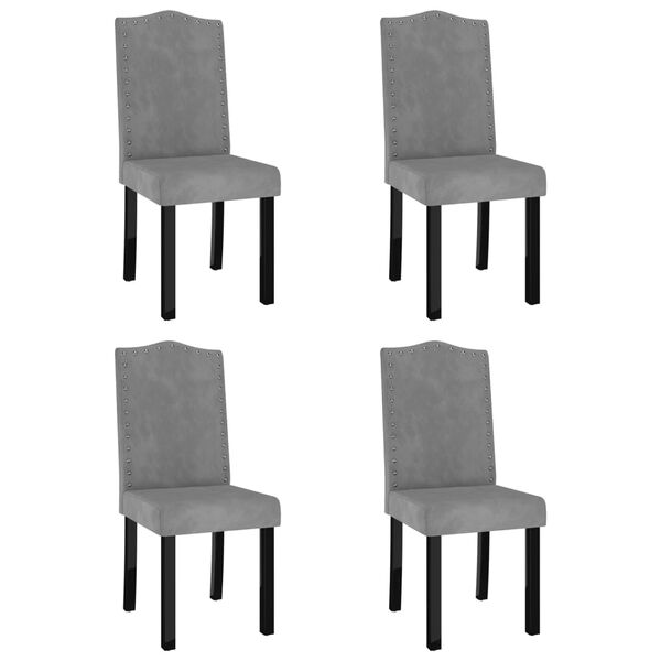 vidaXL Sillas de comedor 4 unidades de terciopelo gris claro