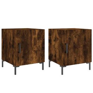 vidaXL Mesitas noche 2 uds madera ingenier&iacute;a roble ahumado 40x40x50 cm