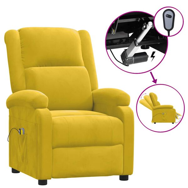 vidaXL Sillón de masaje eléctrico terciopelo amarillo