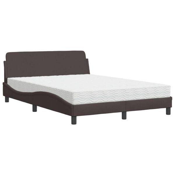 vidaXL Cama con colch&oacute;n Dover tela marr&oacute;n oscuro 120x200 cm