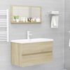 vidaXL Espejo de ba&ntilde;o madera contrachapada color roble 80x10,5x37 cm