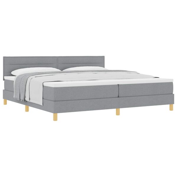 vidaXL Cama tipo Box Spring con colch&oacute;n Gris Claro 200 x 200 cm tela