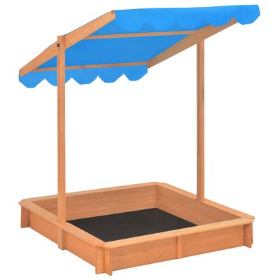 vidaXL Caja de arena con techo ajustable de madera de abeto azul UV50