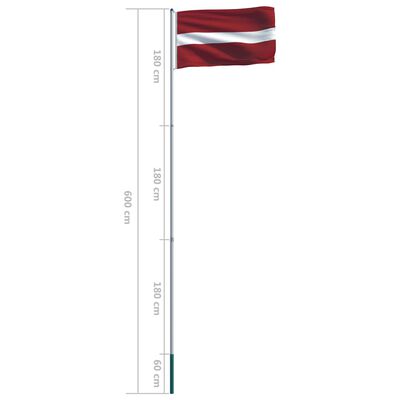 vidaXL Bandera de Letonia y mástil de aluminio 6 m