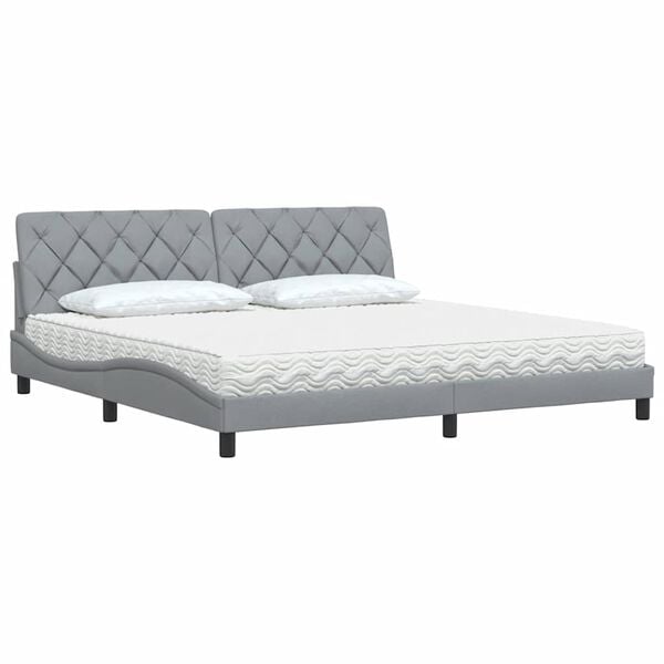 vidaXL Cama con colch&oacute;n tela gris claro 200x200 cm