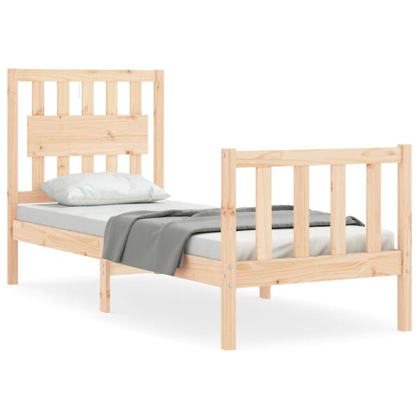 vidaXL Estructura de cama individual con cabecero madera maciza