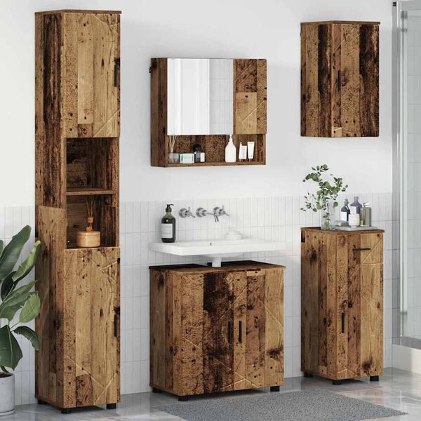 vidaXL Juego de muebles de ba&ntilde;o con caj&oacute;n 5 pcs Madera Vieja