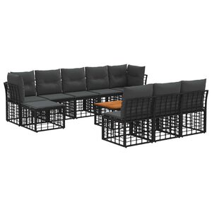 vidaXL Conjunto de sof&aacute;s de exterior 11 pcs Negro y Gris oscuro