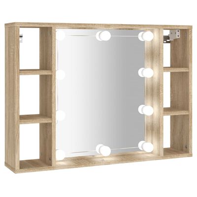 vidaXL Mueble con espejo y luces LED roble Sonoma 76x15x55 cm