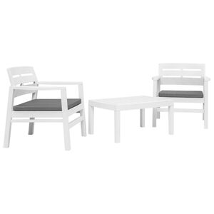 vidaXL Juego de muebles de jard&iacute;n 3 piezas pl&aacute;stico blanco