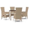 vidaXL Set comedor de jard&iacute;n 5 pzas con cojines rat&aacute;n sint&eacute;tico beige