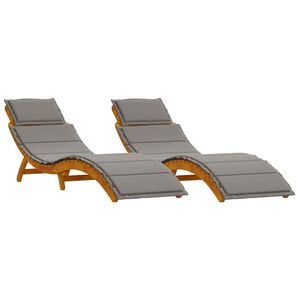 vidaXL Tumbona 2 uds. Madera de Acacia S&oacute;lida Gris