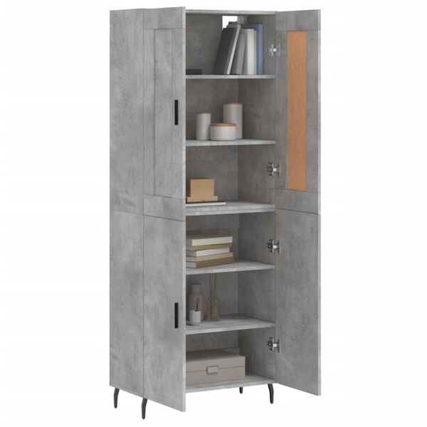 vidaXL Aparador alto madera contrachapada gris hormig&oacute;n 69,5x34x180 cm