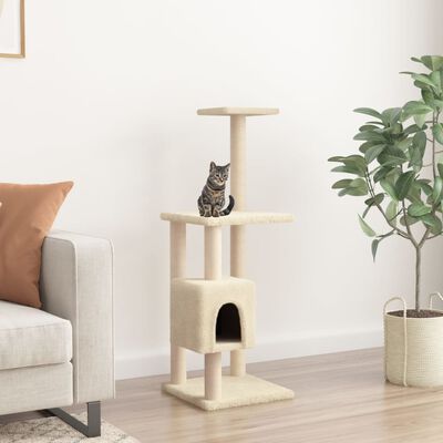 vidaXL Rascador para gatos con postes de sisal color crema 104 cm