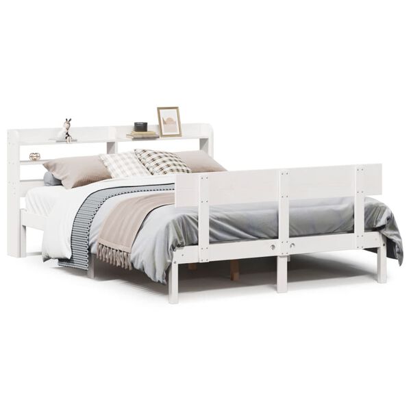 vidaXL Estructura de cama sin colch&oacute;n madera de pino blanca 140x190 cm