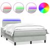 vidaXL Cama box spring con colch&oacute;n y LED terciopelo gris claro 120x220 cm