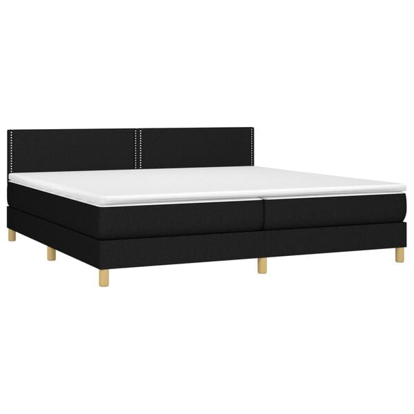 vidaXL Cama box spring con colch&oacute;n LED tela negro 200x200 cm