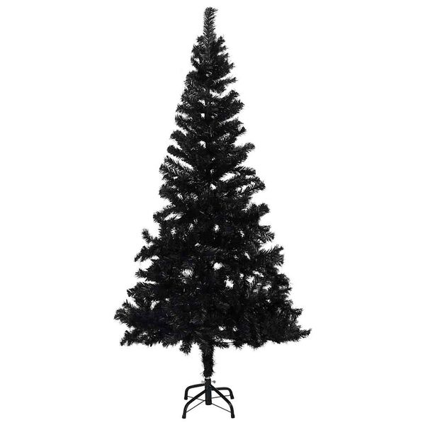vidaXL Árbol de Navidad preiluminado con luces y bolas negro 240 cm