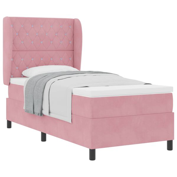 vidaXL Cama tipo Box Spring con colch&oacute;n Rosa 200 x 100 cm Poli&eacute;ster