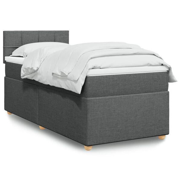 vidaXL Cama box spring con colch&oacute;n tela gris oscuro 80x200 cm