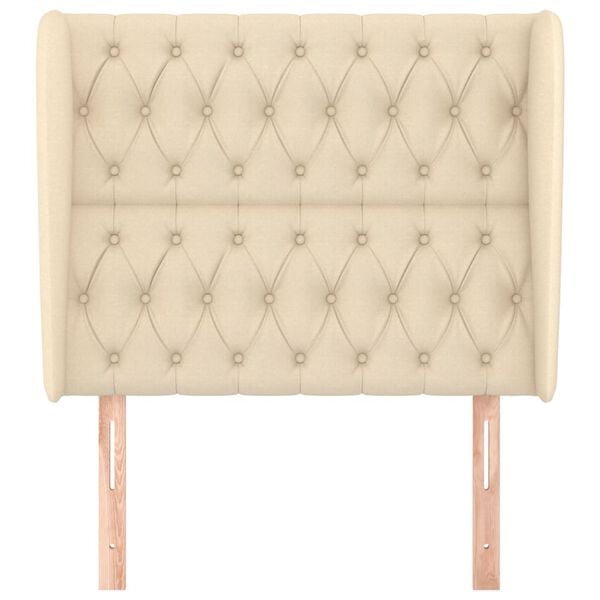 vidaXL Cabecero con orejas de tela color crema 93x23x118/128 cm