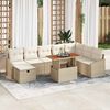 vidaXL Conjunto de sof&aacute; de jard&iacute;n 9 pcs Beige rat&aacute;n sint&eacute;tico