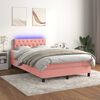 vidaXL Cama box spring colch&oacute;n y LED terciopelo rosa 120x200 cm